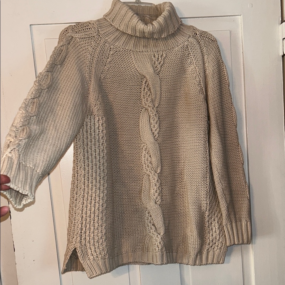 525 America Cream Cable Knit Turtleneck Sweater